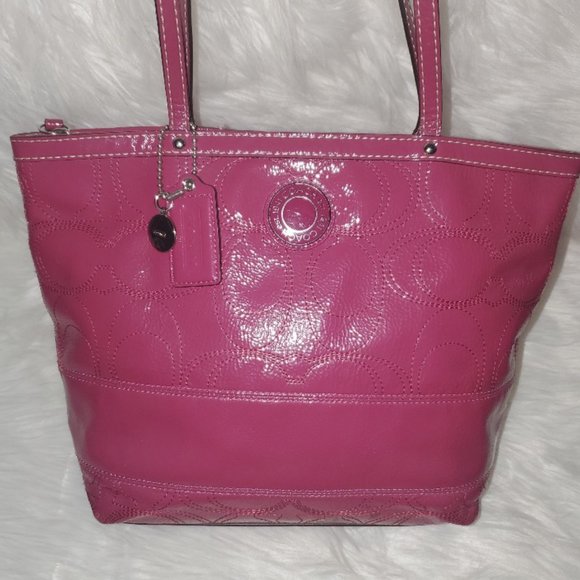 💯 Authentic COACH👛Stitched Signature Leather Tote - Picture 1 of 8
